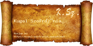 Kugel Szofrónia névjegykártya